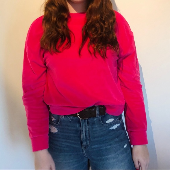 pink velvet long sleeve zara shirt from paris - Picture 1 of 4